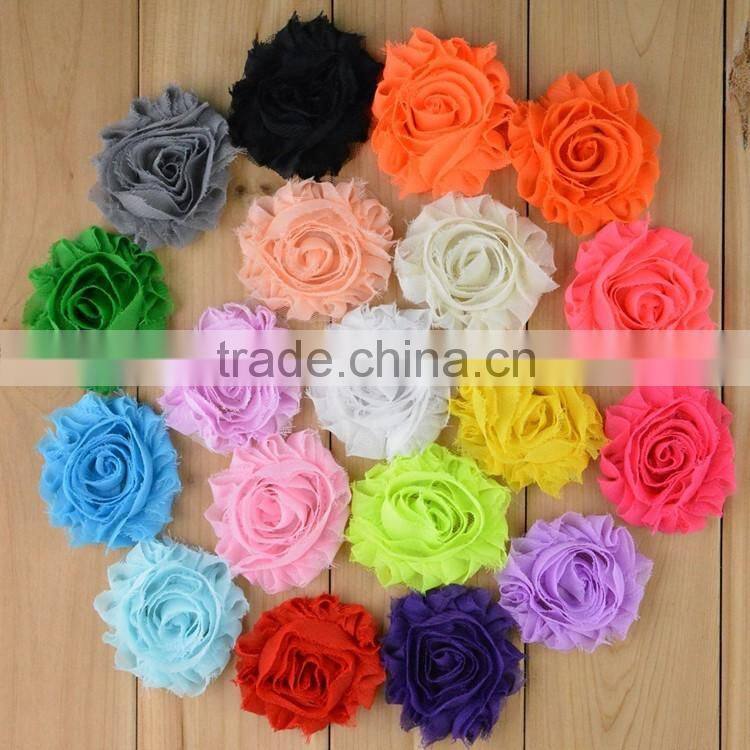 Wholesale solid shabby chiffon flower frayed shabby chic flowers shabby rose trim lovely rosette chiffon shabby