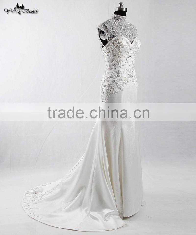 RSW907 Detachable Illustion Neckline Sexy Strapless See-Through Embroidery Designs For Mermaid Wedding Dress