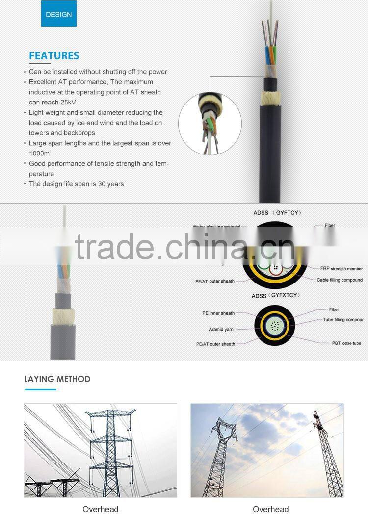 Large outdoor fiber home fibra optica adss 12 fibras