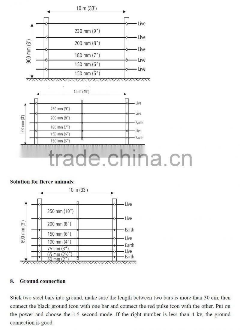 New electric fence Portable farm fence kits energizers 0.5/1.0/5J Available