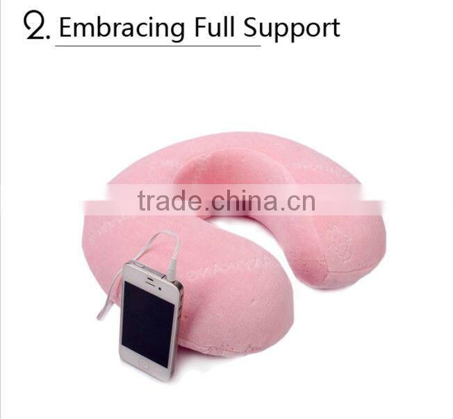 wholesale anti mite memory foam built-in speaker u shape pillow