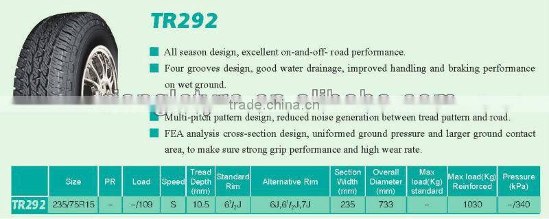 HIGHT QUALITY ALL TERRAIN TYRES AT PATTERN TRIANGLE UV TIRE 235/65R17
