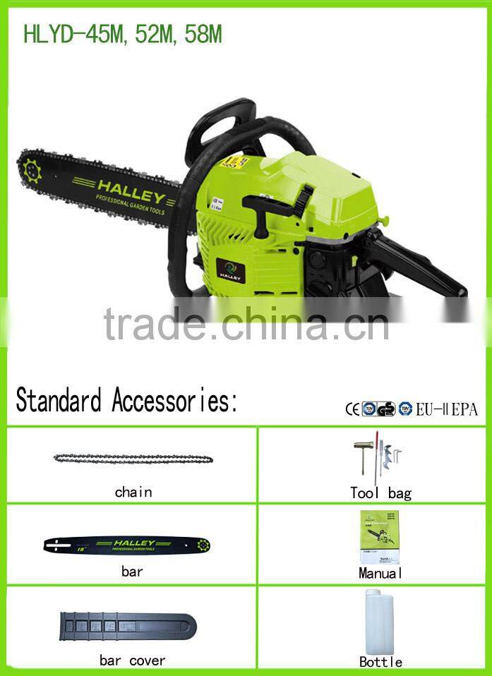 2 stroke gasoline 45cc saw in hand with CE,GS,EMC HLYD-45M