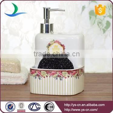 Square colorful stripe floral pattern ceramic handmade lotion dispenser
