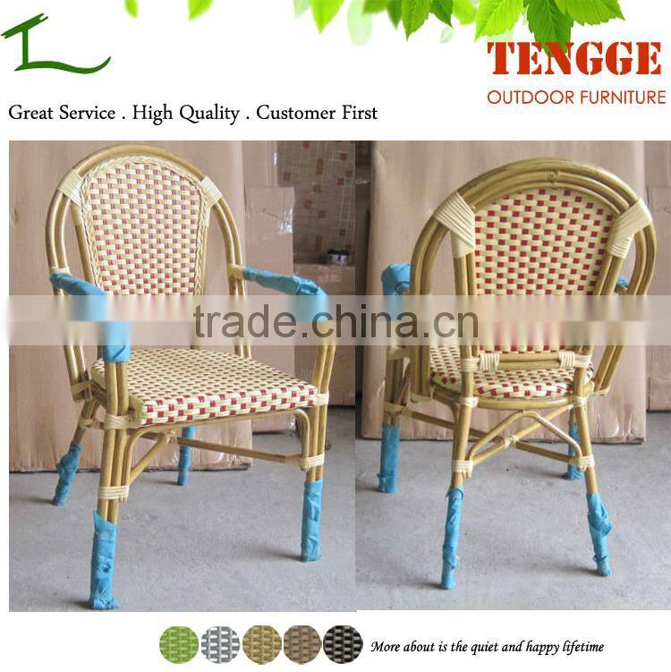 Different design plastic rattan bamboo look armchair