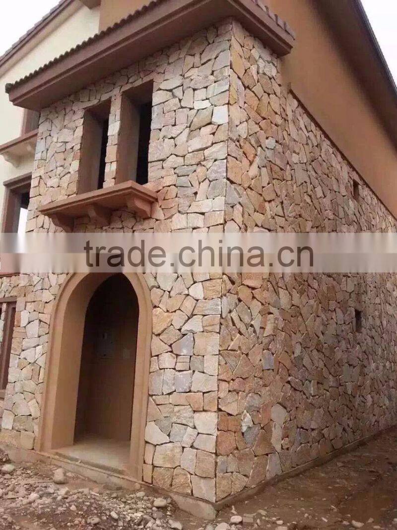 Natural yellow color crazy slate for exterior wall panel