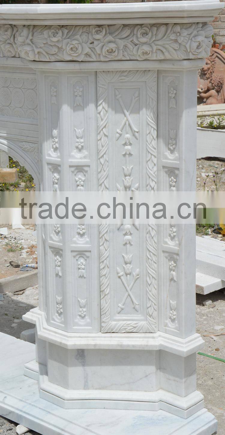 Classical Indoor Decorative White Marble Fireplace Mantel