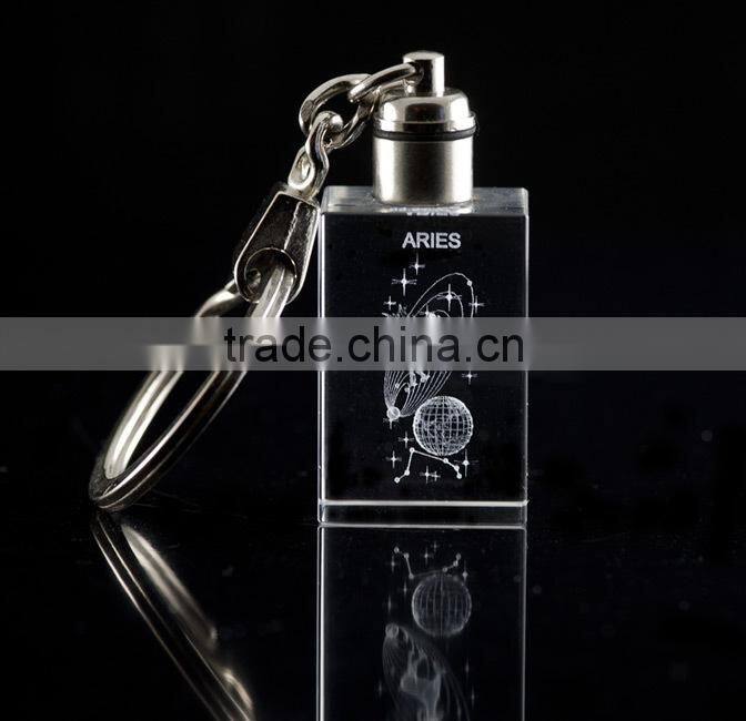 individual star sign laser pisces crystal keyring
