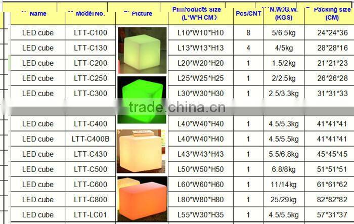 16 color change light up Led cube chair