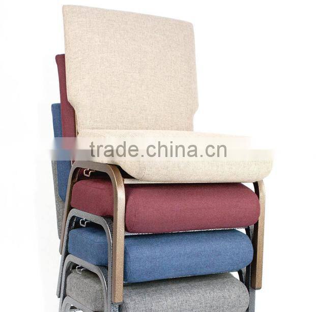 Customize cheap interlocking fabric church chair for sale