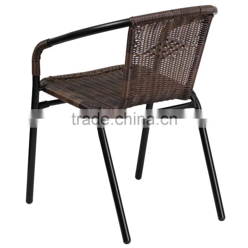 Outdoor Dark Brown Rattan Stack Chair