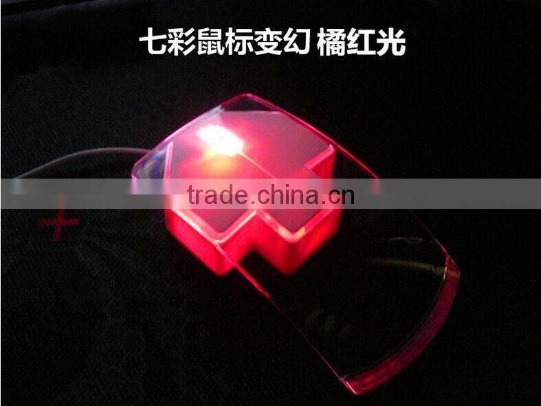 Latest LED Clear wired mouse Colorful Transparent LED Mouse