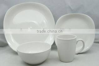16pcs hot sell three color glazed ceramic dinner set with color box in stock