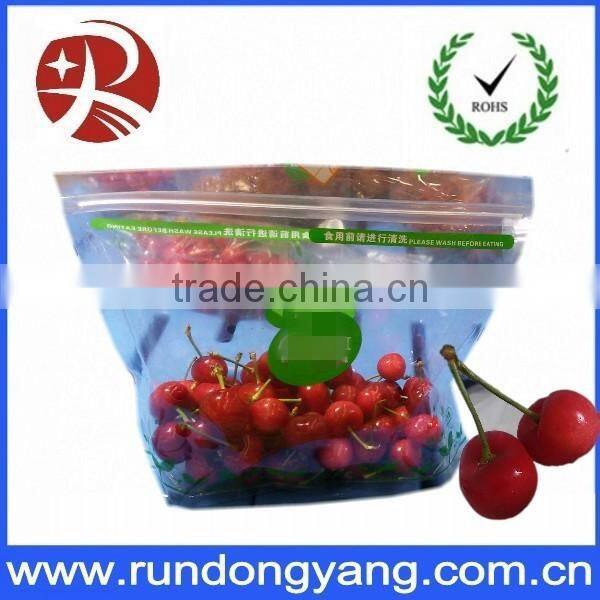transparent plastic slider zip lock packaging fruit bag for cheery and grape