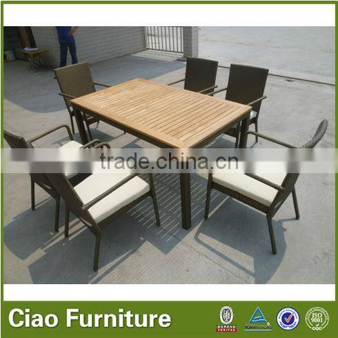 2014 new patio outdoor garden rattan teakwood dining table