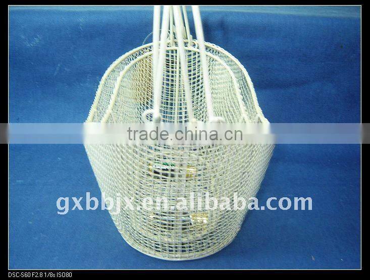 White wire mesh home hanging storage baskets set of three