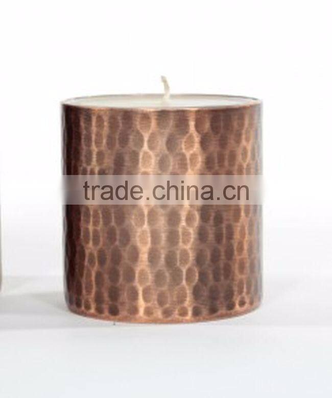 fancy copper hammerred tin candle