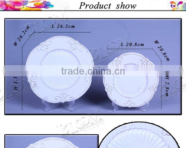 White glaze ceramic dessert plate