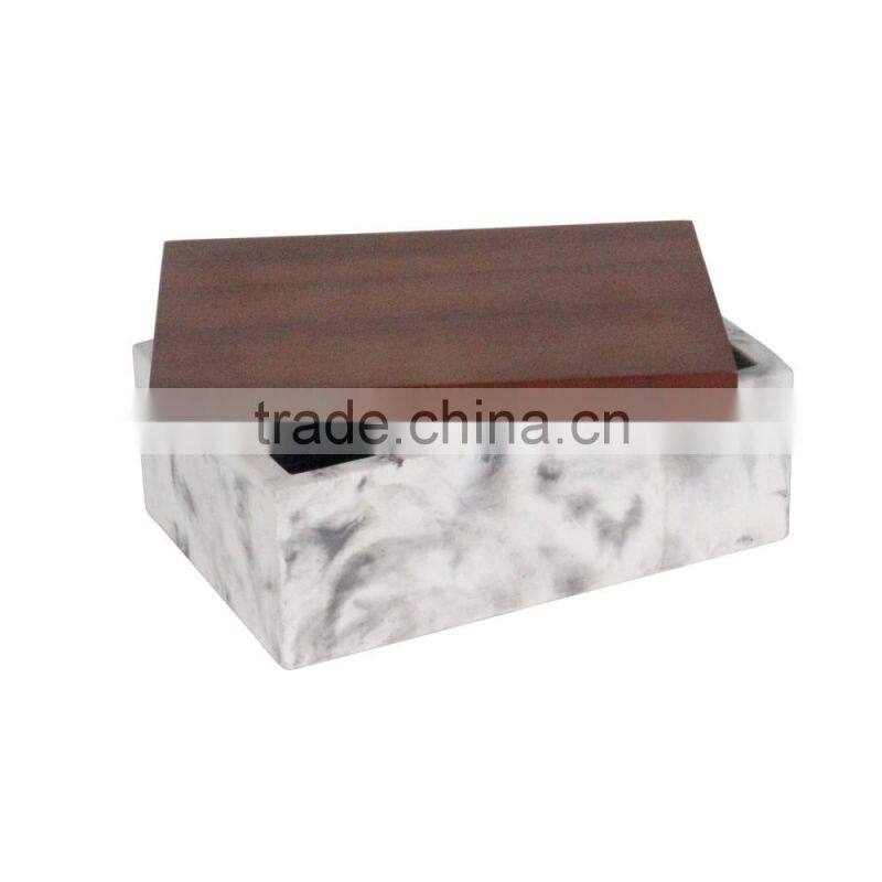 marble efffect wood lid concrete jewelry box square shape