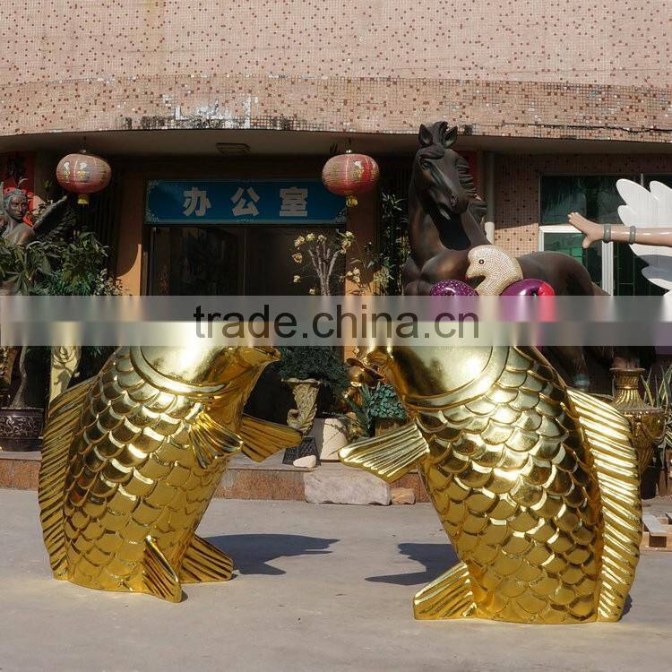 Fiberglass golden fish sculpture
