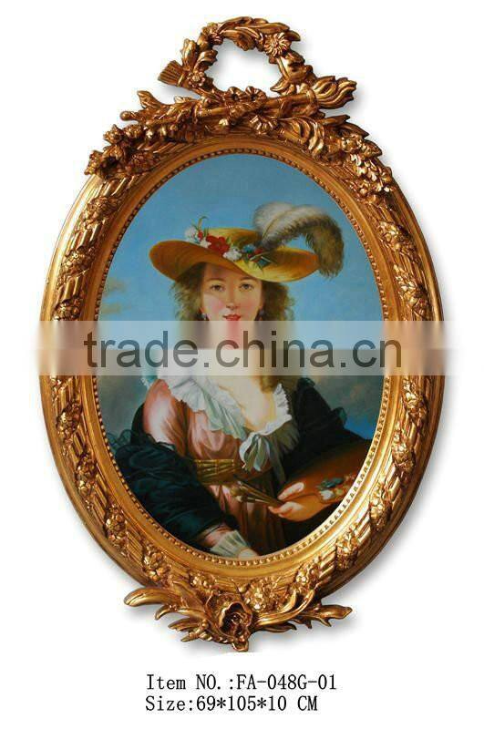 FA-053G-01woman portrait canvas oil painting with frame