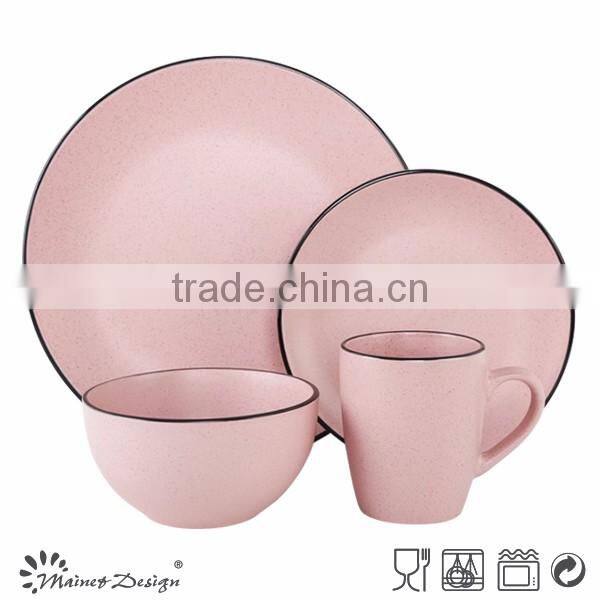 ceramic matt glaze sesame dot solid color breakfast dinnerware set