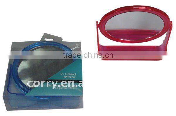 pink round folded and sliver handheld Cosmetic Mirror