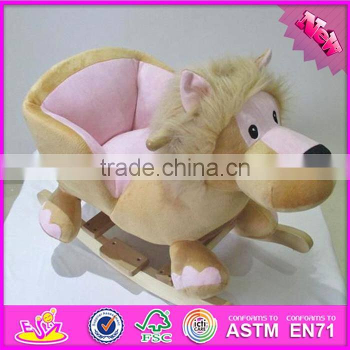 2017 New products funny toy horse sound wooden baby rocking horse W16D090