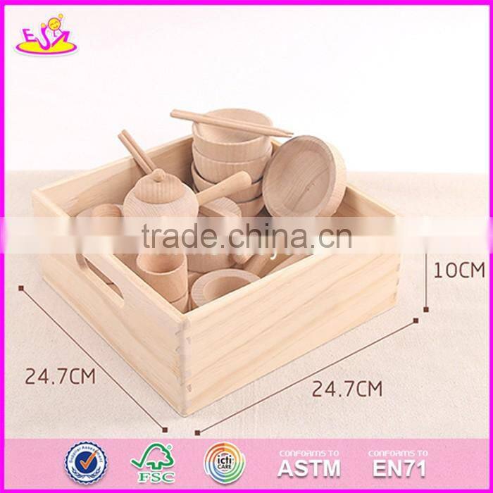 2017 New design preschool toddlers natural wooden dinner set toys W10B178
