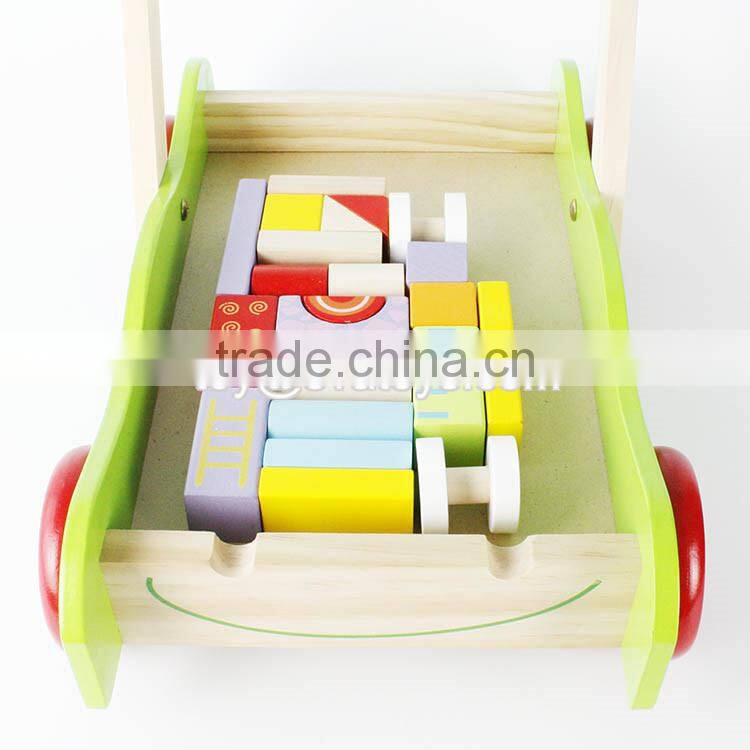 wholesale educational wooden baby activity walker funny toys wooden baby activity walker with building blocks W16E076