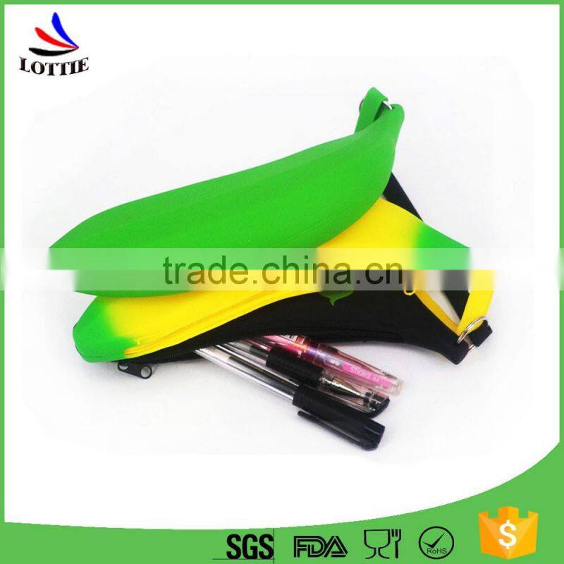 Banana shape silicone pencil case Wallet Coin Zipper Bag