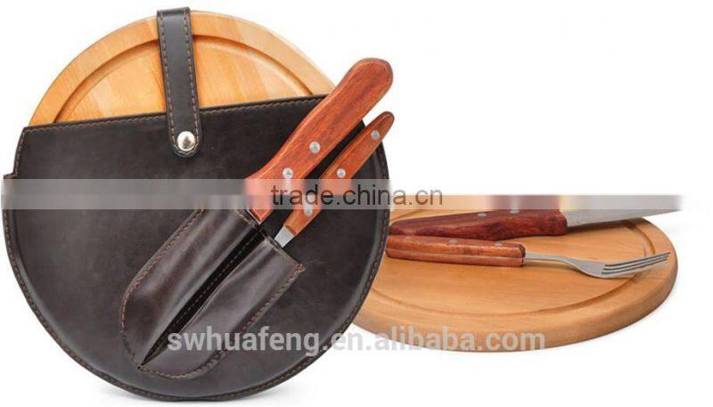 100% BAMBOO Round cheese board with knife made in manufacturer