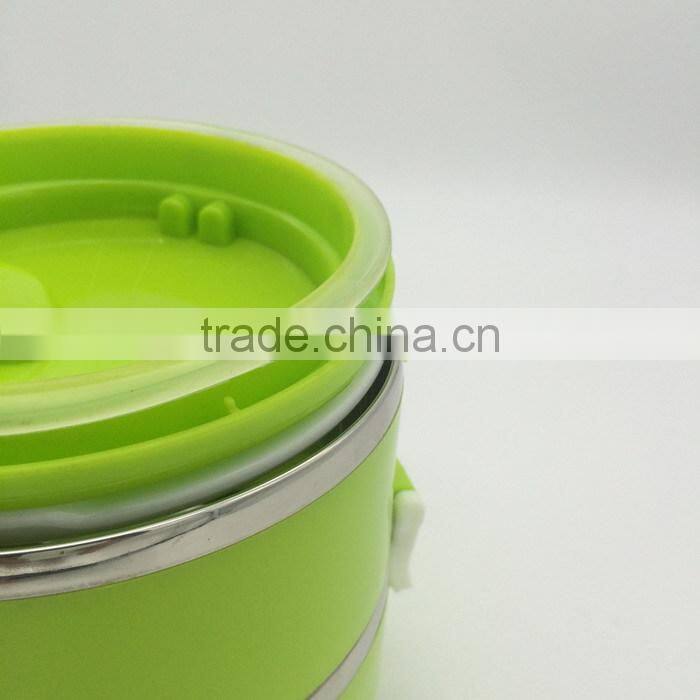 Round shape stainless steel takeaway food container with handle