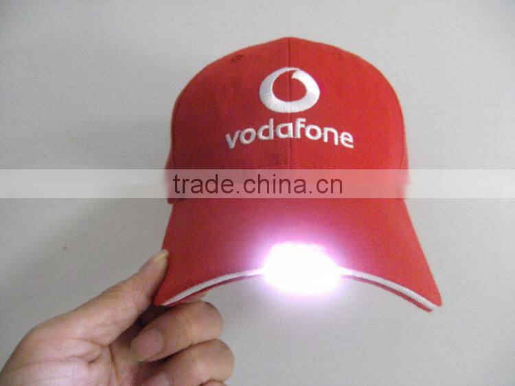 Custom Plain Dyed LED Light baseball cap of 100% Cotton China Factory
