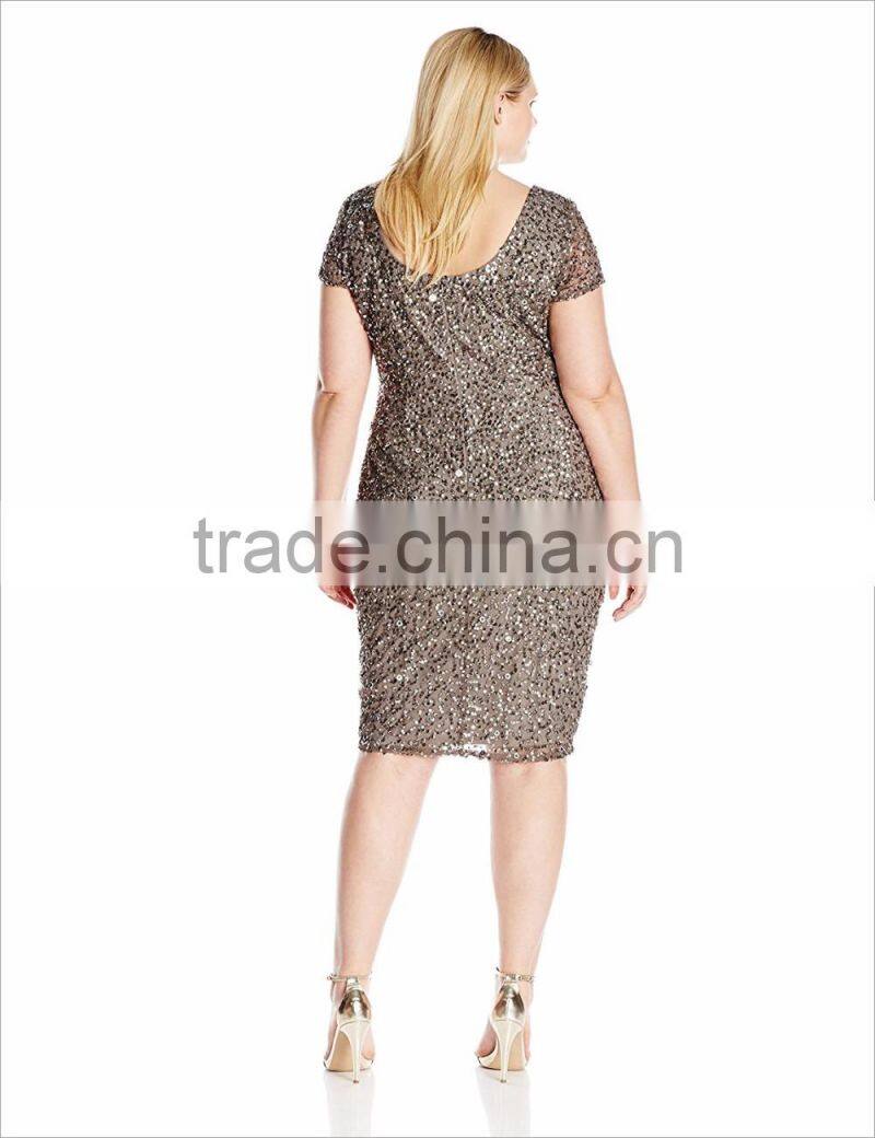 Hot sale short sleeve fat women casual dresses for party new style in 2016