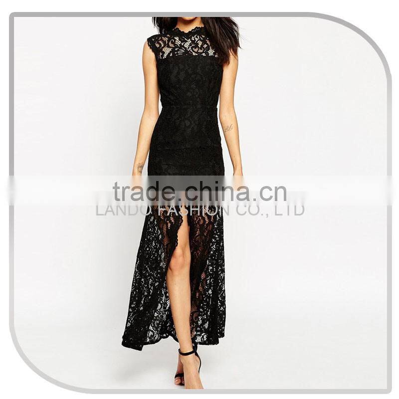 Ladies new sex model split gown dress & ladies fashion lace party wear gown dresses
