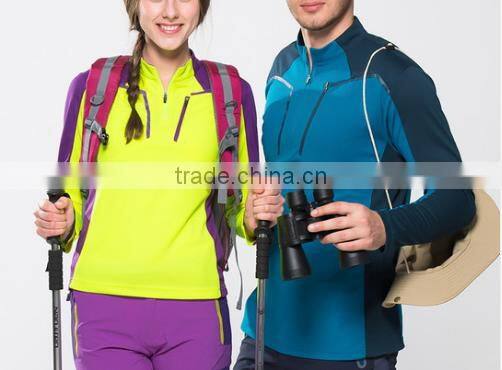 2016 New Long Sleeve Zipper Collar Jerseyes Climbing Hiking Running Camping T-shirt