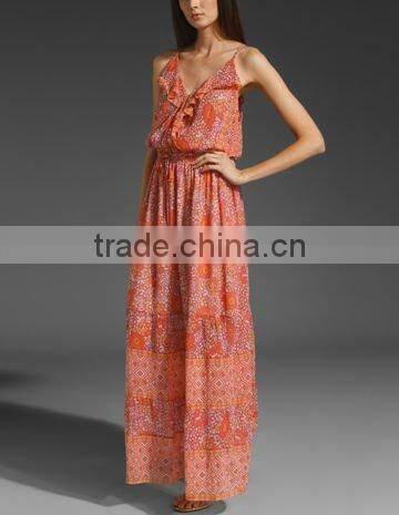 fashionable!OEM and ODM!garment!12DR066 nice 100%silk long dresses 2012 for summer,casual,nice print