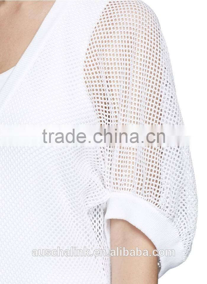 korea style fashion design lady custom bell sleeve mesh knit sweater