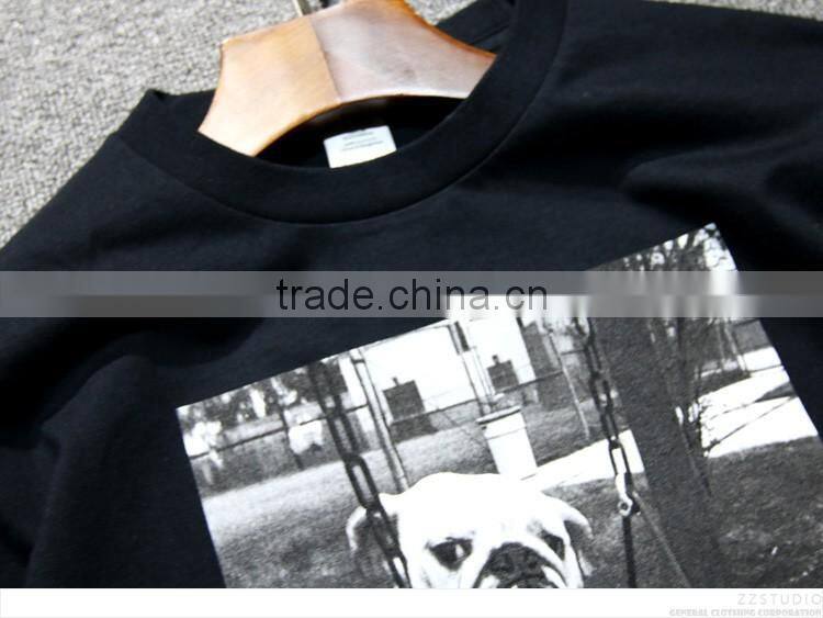 SZXX T321 Hot Sale Black Custom Printed Cotton T-shirt Mens
