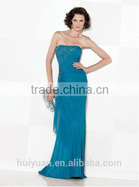 2015 long strapless chiffon evening sex prom dress pattern