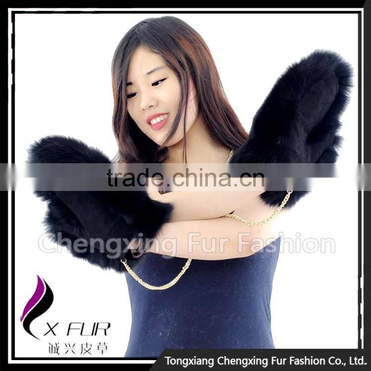 CX-A-67B Factory Direct Sale Women Fashion Fox Fur Fingerless Leather Gloves