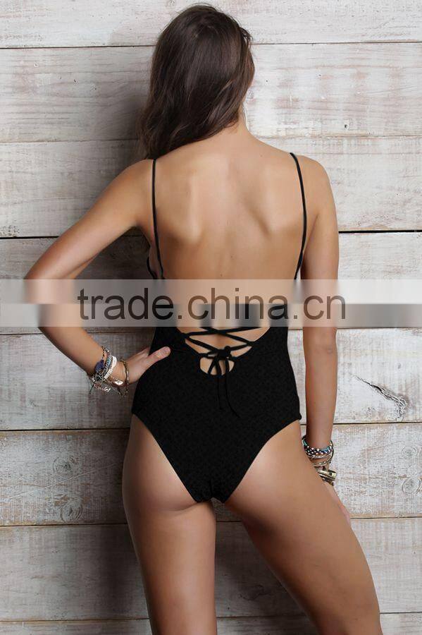 ladies fashion black one-piece swimwear