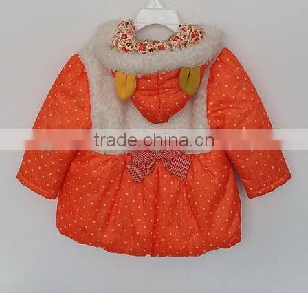 baby girl orange color cotton padded coat for winter