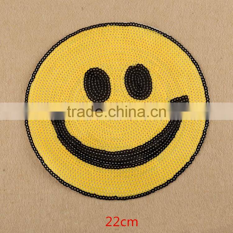 Emoji smile Sequined Badge Applique Bag Clothes embroidery patch Sewing Supply