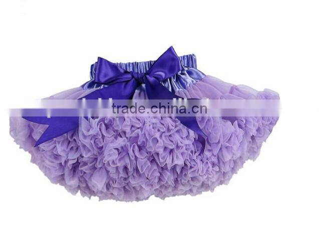 Pure Colors Fluffy Puffy Tutu Skirt Chiffon Bowknot Soft Baby Girl Mini Dress
