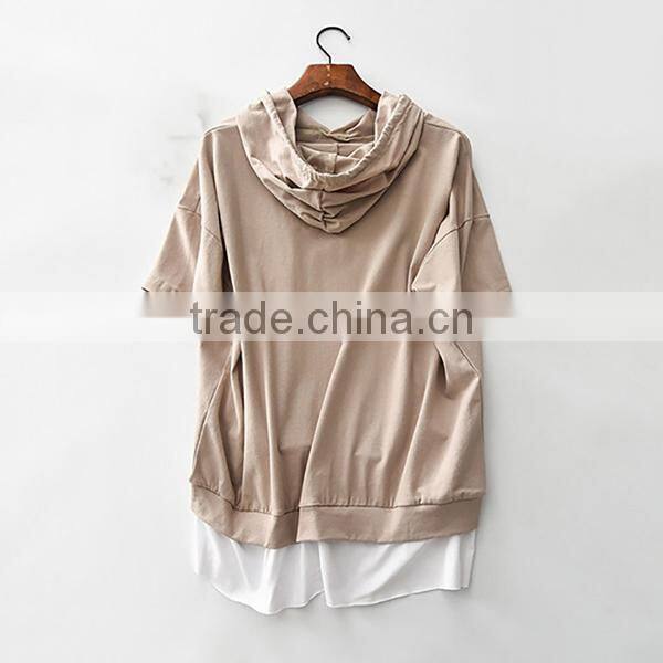 Wholesale Custom 80 Cotton 20 Polyester Women pullover short sleeve Hoody