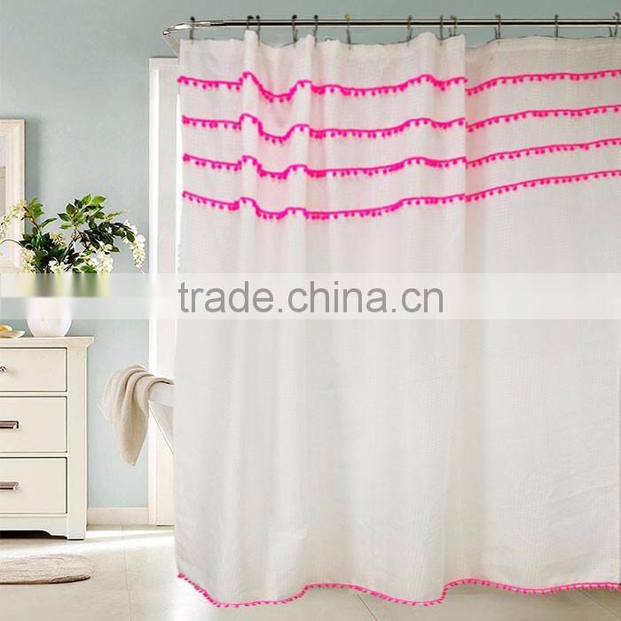 Hot Selling Wholesale 100% polyester Showerproof Curtains With Dyeing Tassel