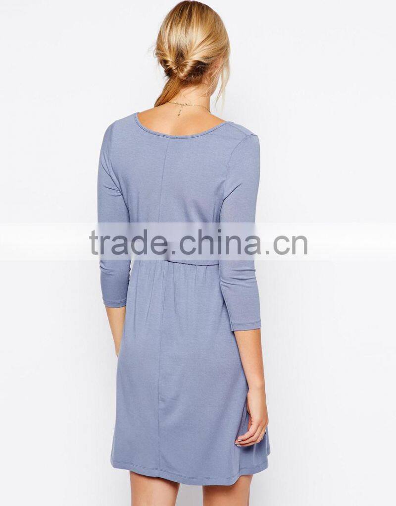 Maternity Exclusive Kate Dress With Belt And Scoop Neck With 3/4 Sleeve