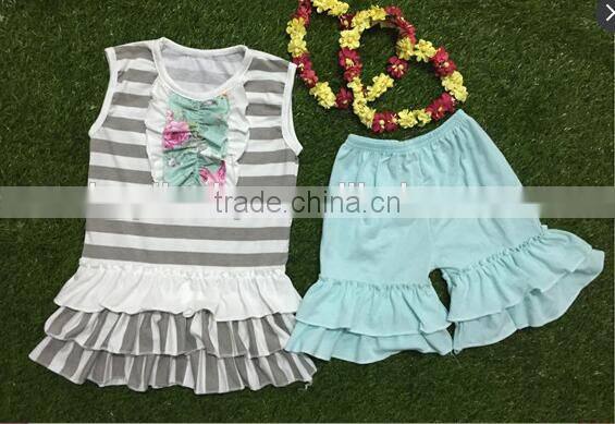 4th of July outfit Boutique Girls Red Striped Ruffle set Baby Fourth Of July clothing set